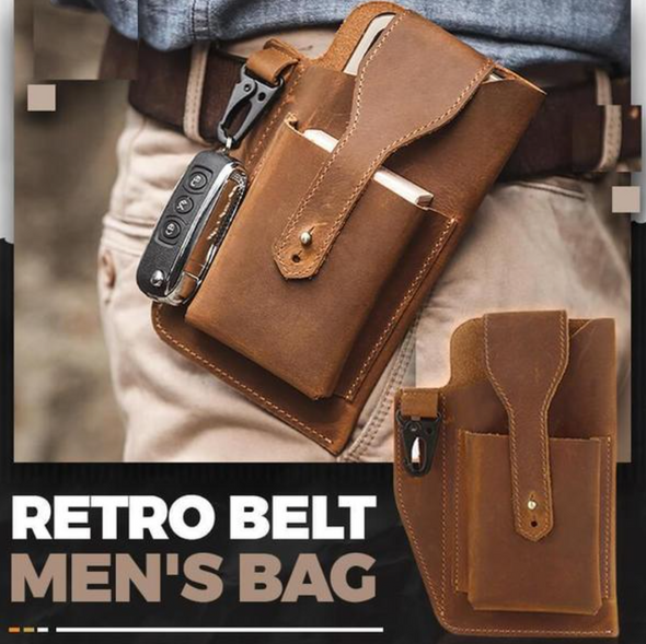 Pochette de ceinture 100% cuir avec porte-clés