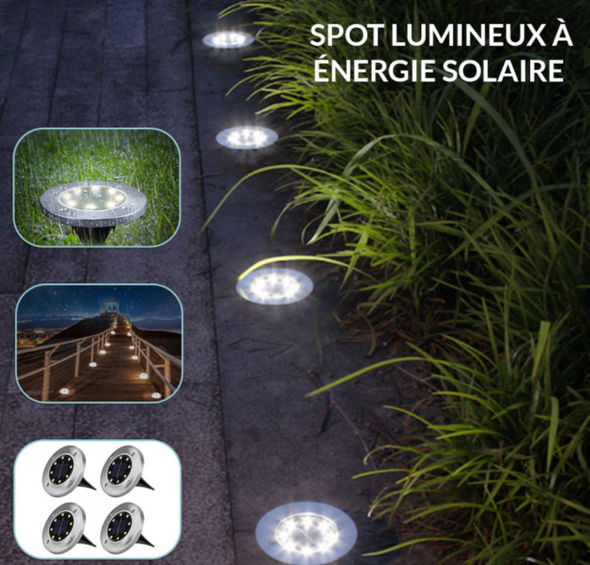 Spot Lumineux Étanche À Énergie Solaire - Pack De 4 Pièces