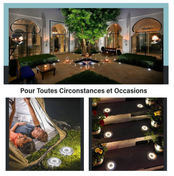 Spot Lumineux Étanche À Énergie Solaire - Pack De 4 Pièces